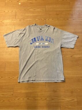 Los Angeles Apparel Light Gray Short Sleeve Tee with Blue JAVA KAI Print